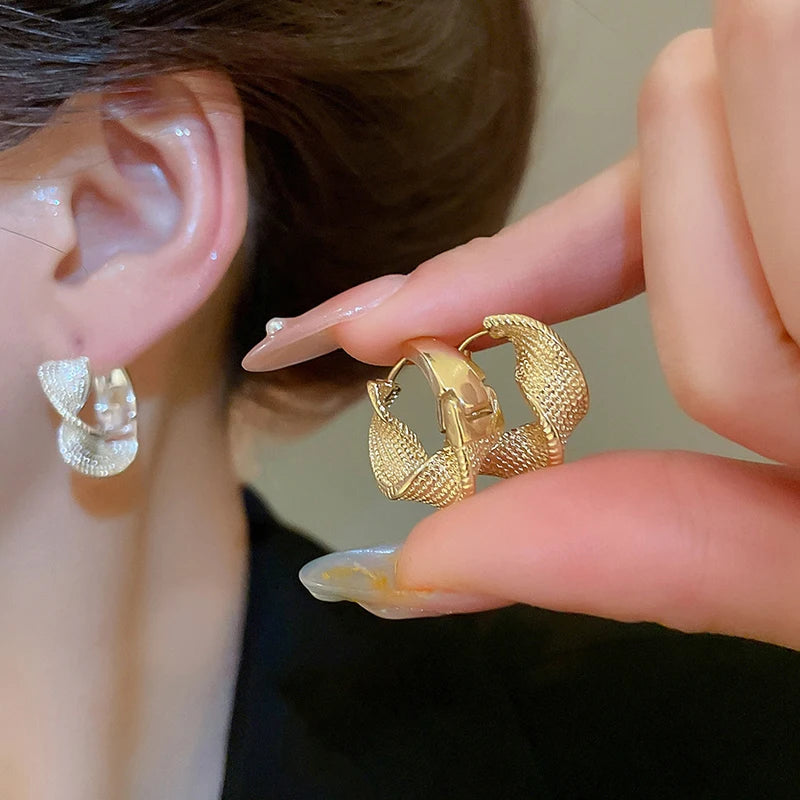 Vintage Irregular Metal Hoop Earrings